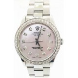 Rolex Air-King Stainless Steel Pink Diamond Dial 34mm Automatic Watch
